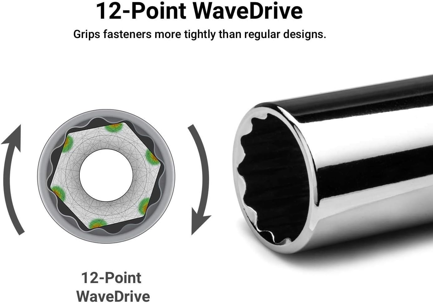 1/4 In. Drive 12-Point Shallow and Deep Socket Set, SAE, 3/16 to 9/16 In, SAE, 2