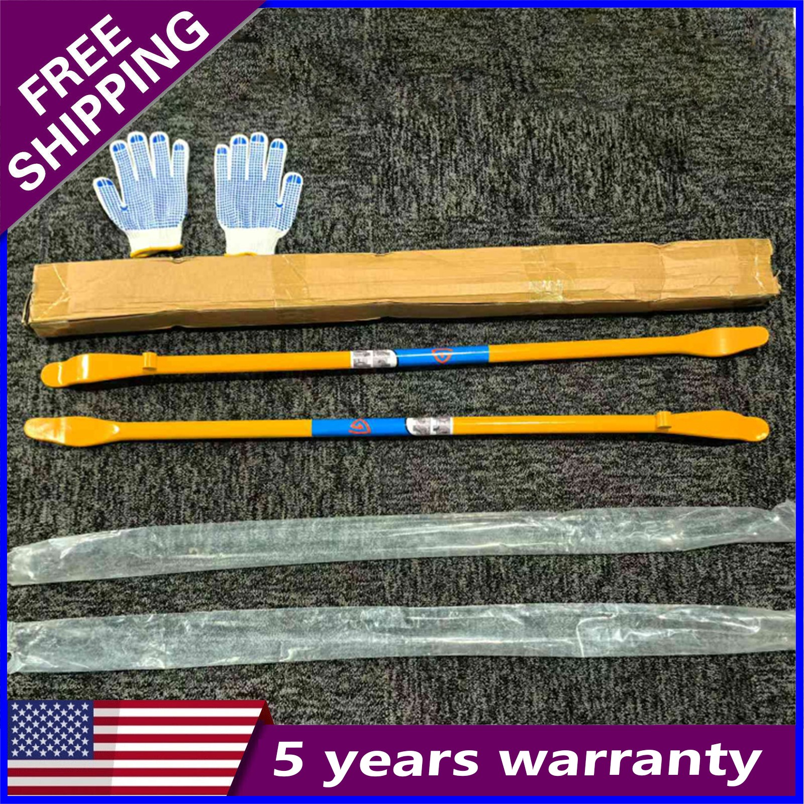 2PCS Tire Mount & Demount Tool Bars Tire Changing Removal Tool 41.34inch Yellow