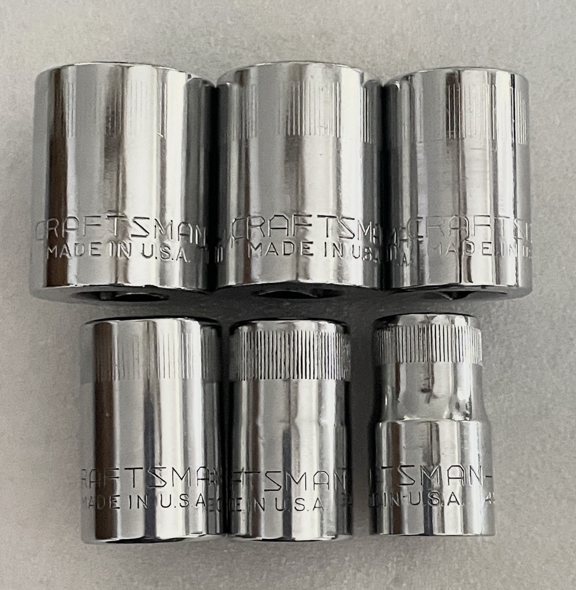 VTG. CRAFTSMAN SET OF 6 G SERIES 12 POINT 1/2” DRIVE METRIC SOCKET SET 13MM-22MM