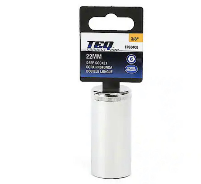 TEQ Correct Professional 3/8″ Drive 6-Point Deep Socket 22mm. Part # TP80408