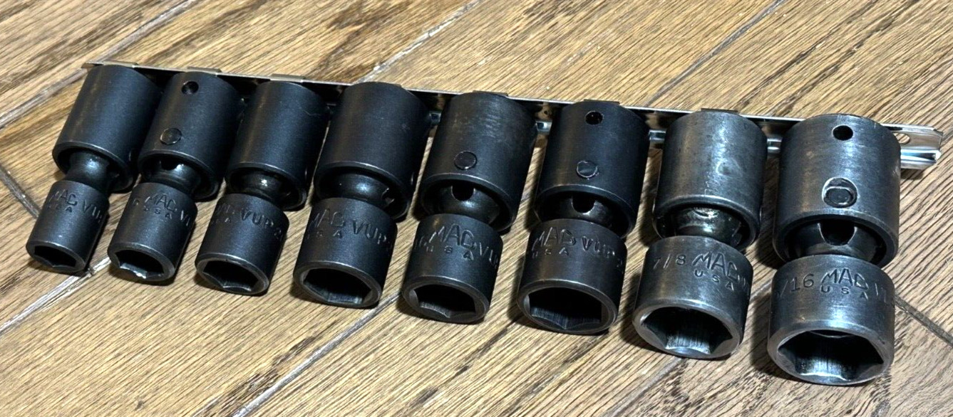 🇺🇸 MAC Tools SAE 1/2″ DR Impact Swivel Universal Socket Set Lot 6-PT Wobble