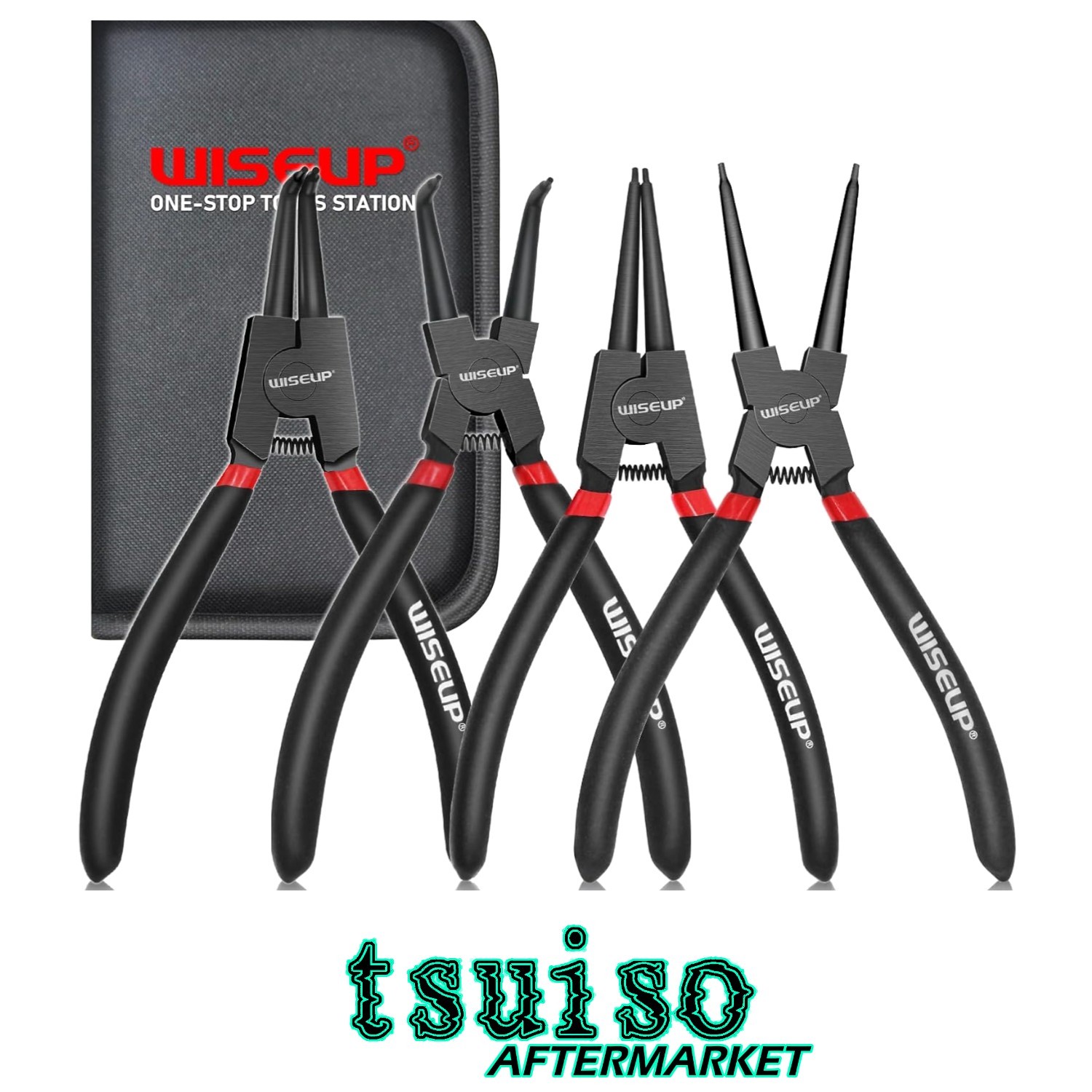 Heavy Duty 4-Piece Snap Ring Pliers Set – 7-Inch Ergonomic Design for Precision