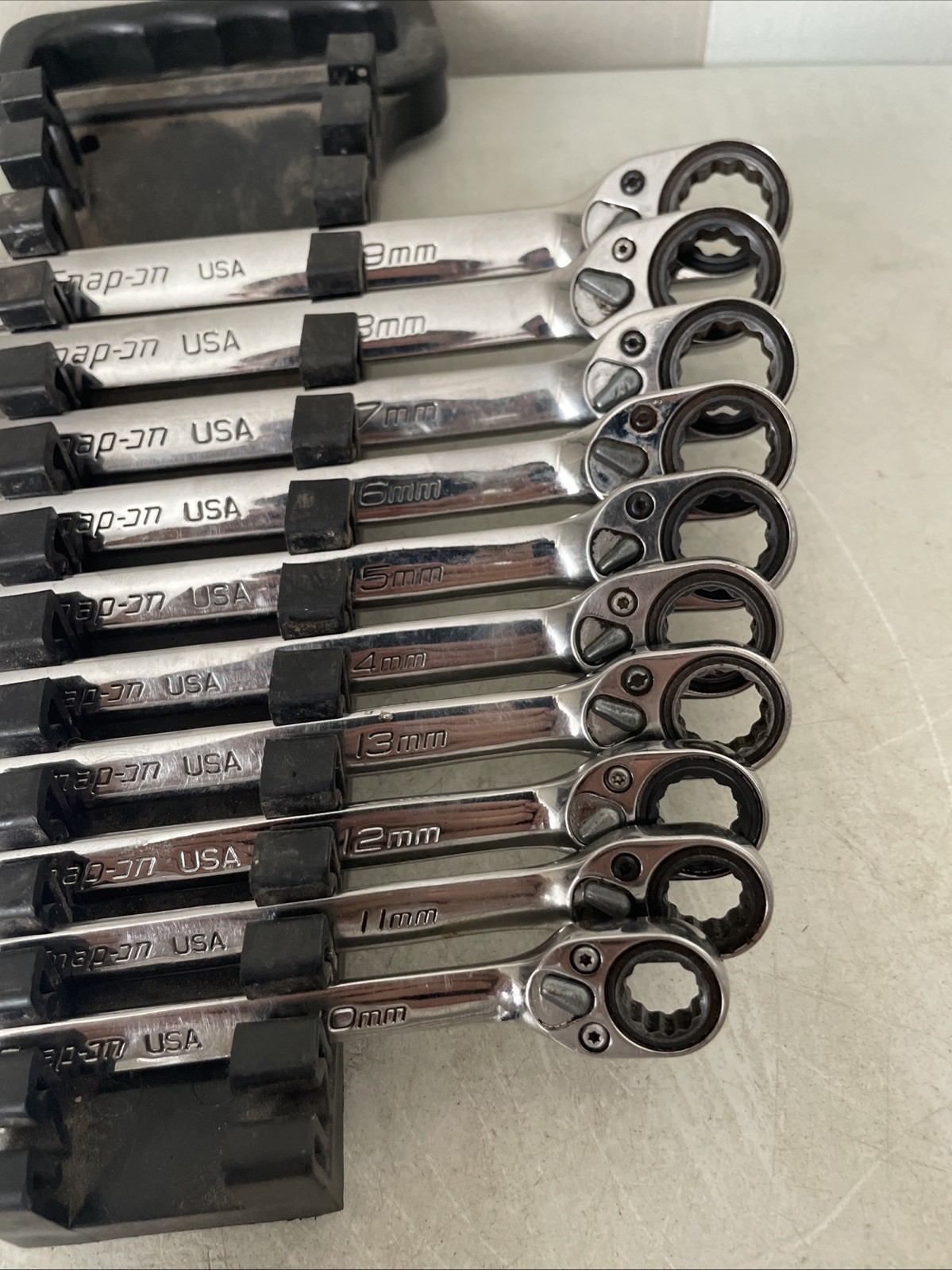 Snap on SOXRRM710A 10 pc METRIC Ratcheting Combination Wrench Set 10 – 19mm