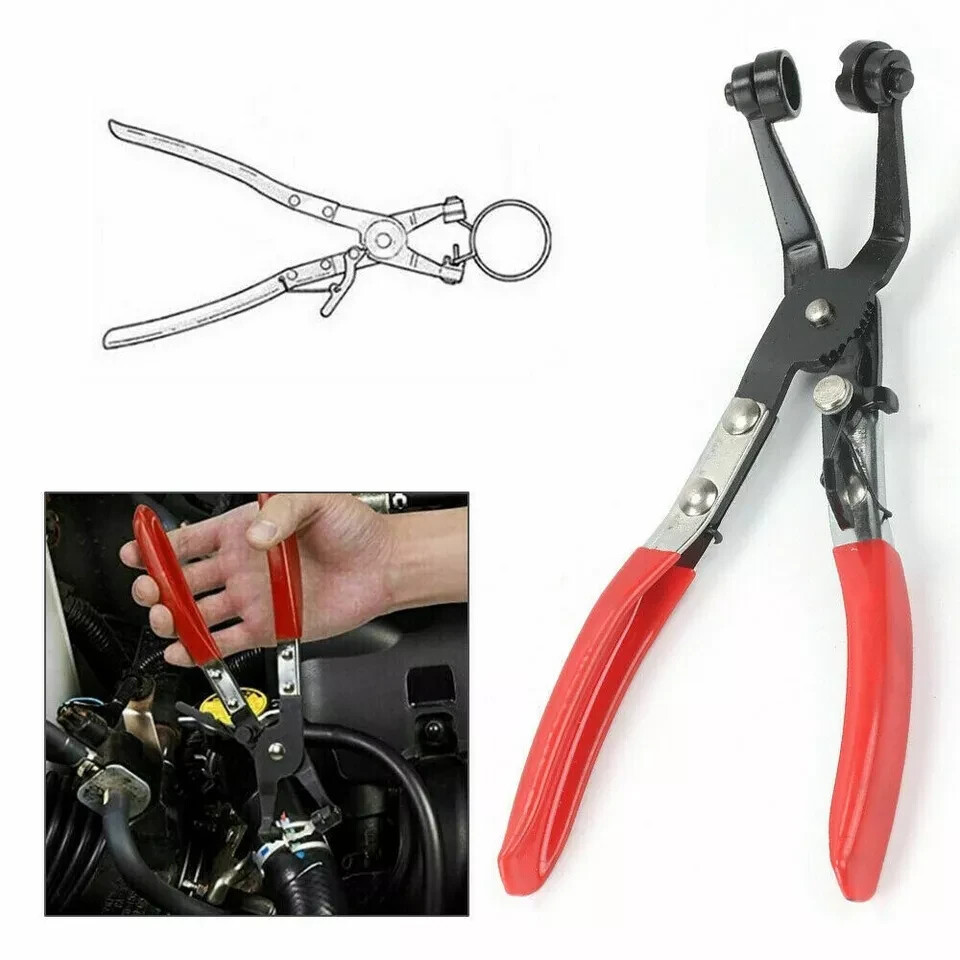 220 mm Angled Hose Clamp Clip Pliers For Fuel & Coolant Pipe Spring Clips 2585