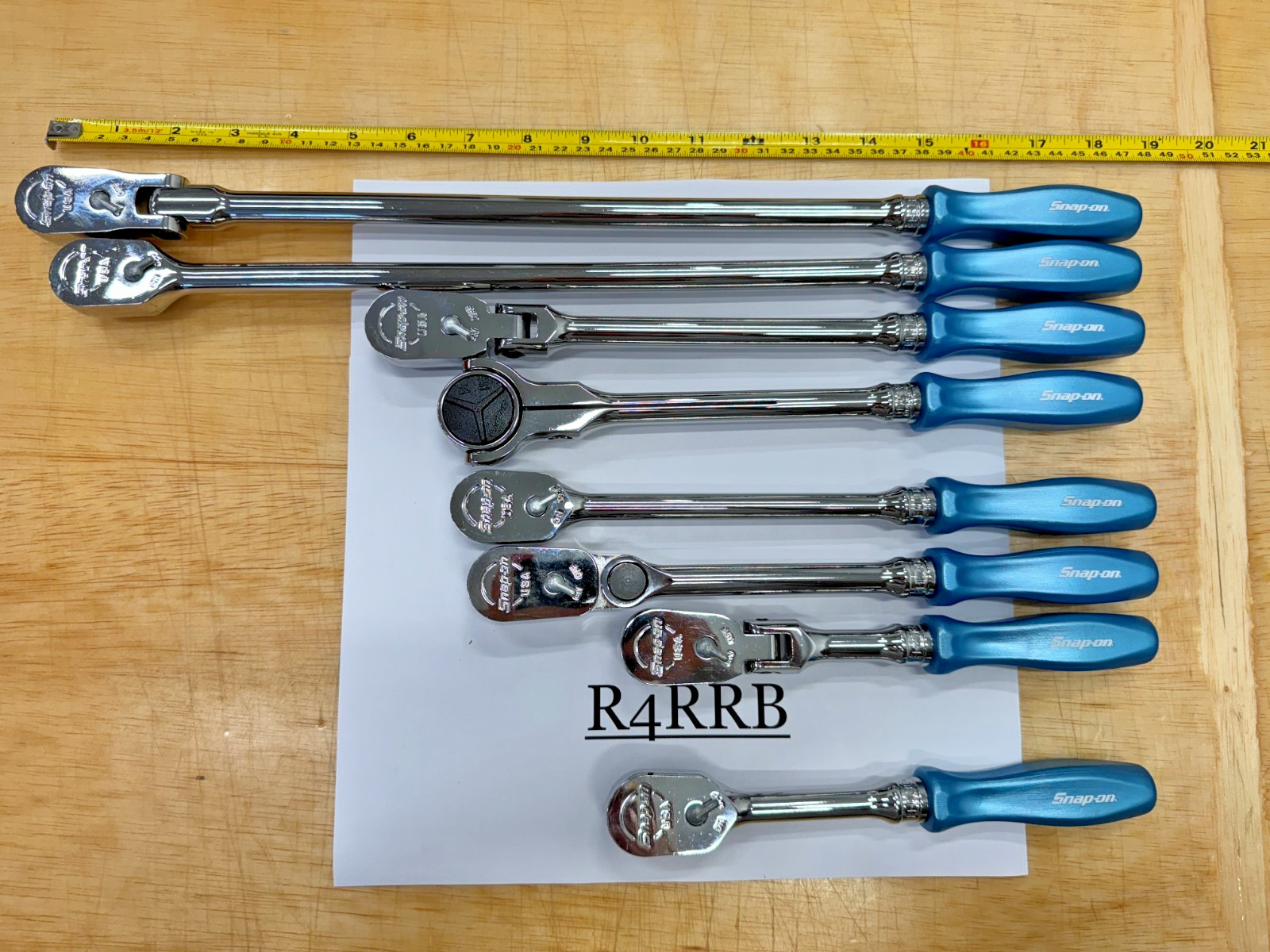 Snap-on Tools USA NOS 8pc PEARL BLUE Hard Handle 3/8″ Fixed Flex Ratchet Lot Set