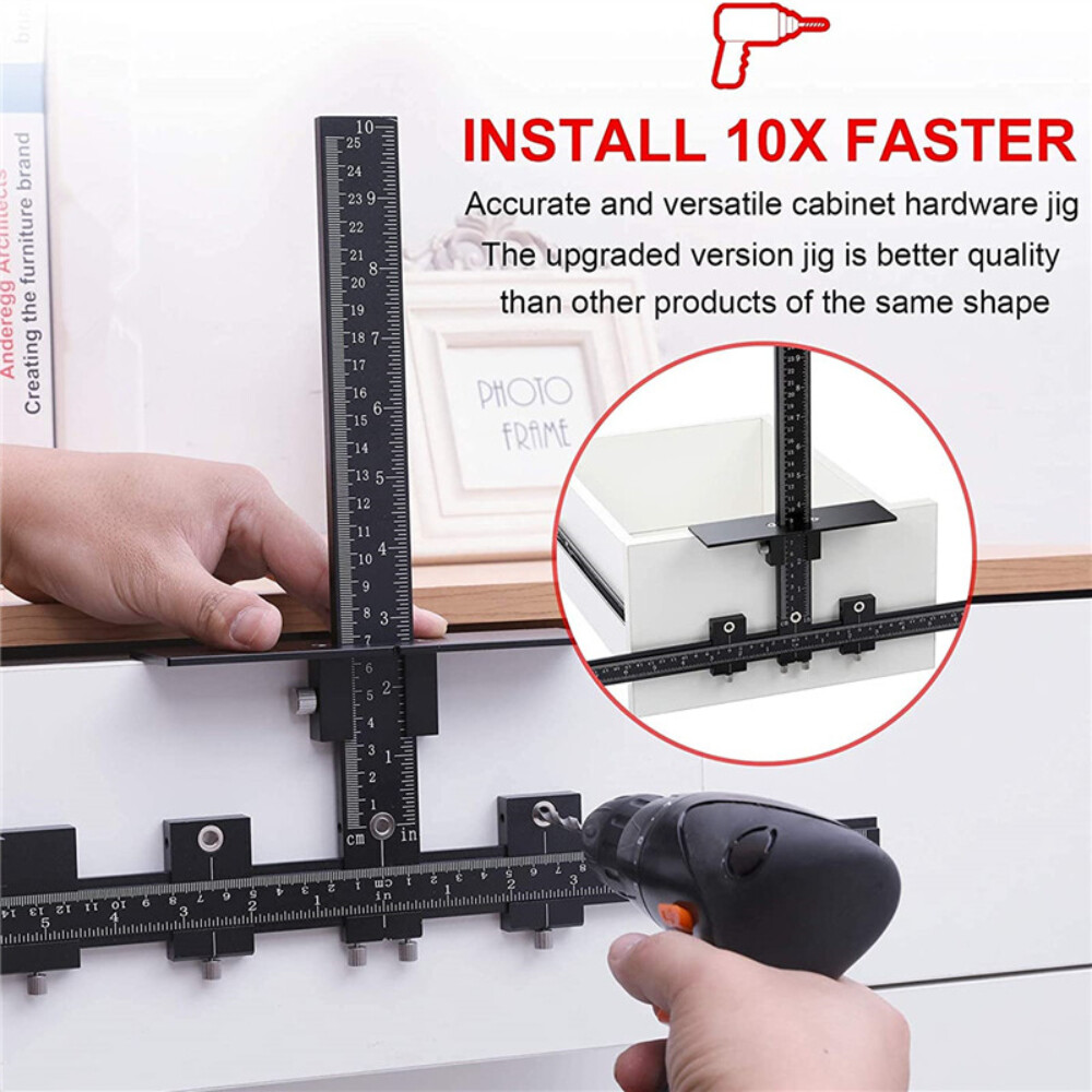 Cabinet Hardware Jig Adjustable Punch Locator Handle Template Tools Drill Guide