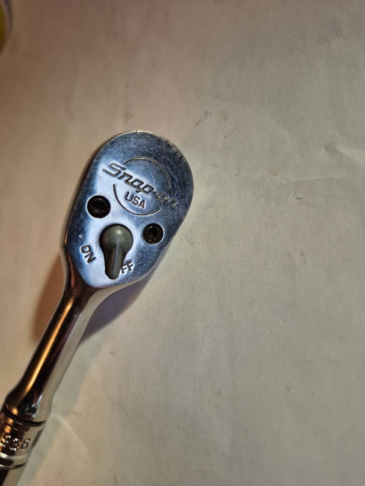 SNAP ON T936 1/4» DRIVE RATCHET 4 1/2» LONG STUBBY USA MADE USED CONDITION