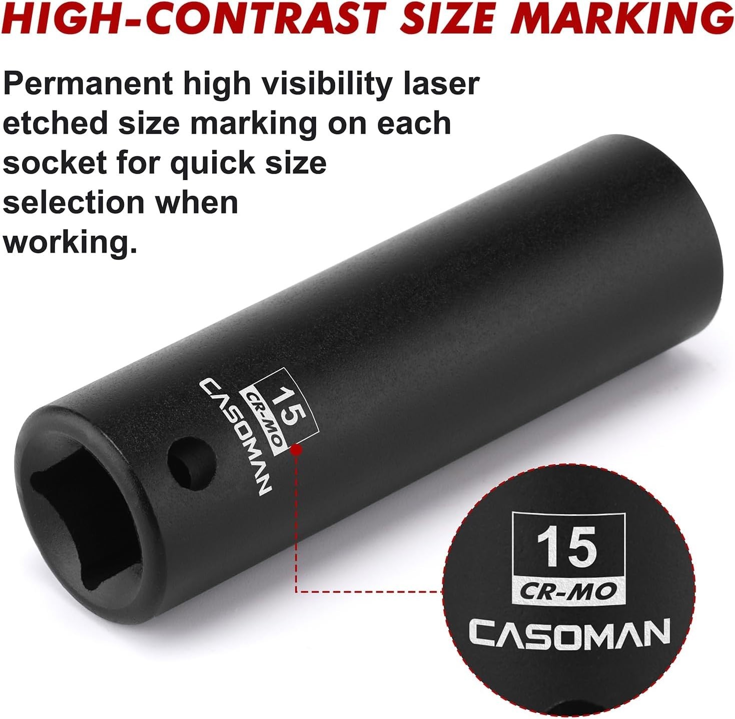 1/2″ Drive 15mm Impact Socket – Corrosion-Resistant CR-MO Steel with Assurance