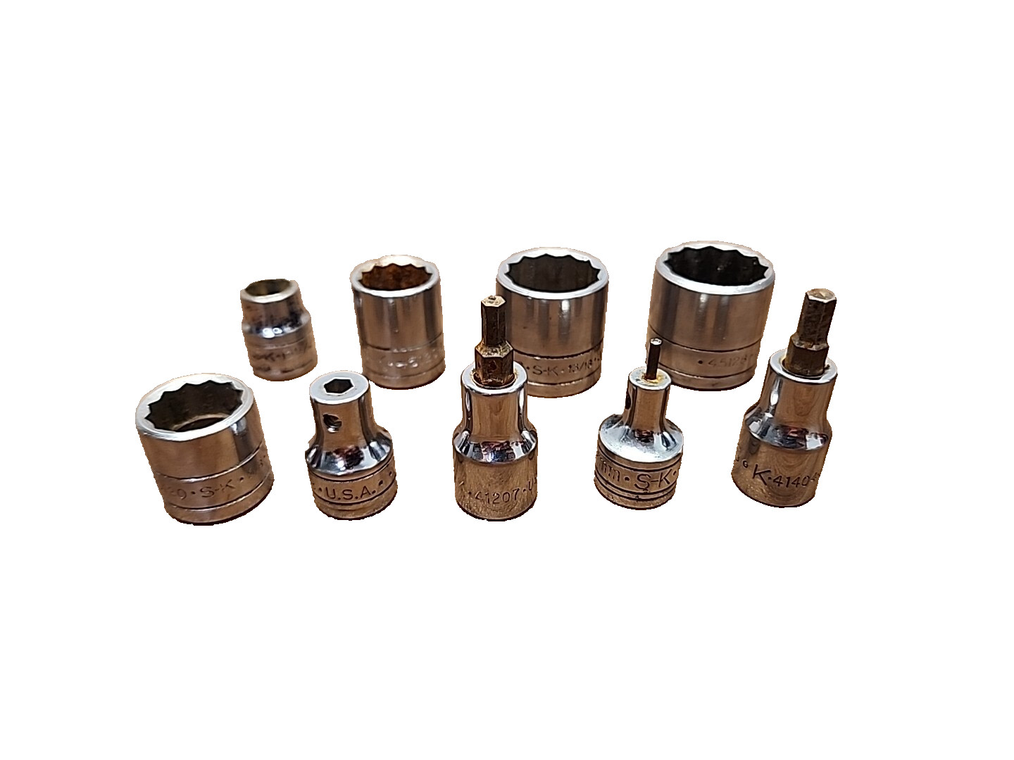(9) S-K Wayne 3/8″ Drive 12 Point & Specialty SAE Metric Sockets Lot ~ Made USA