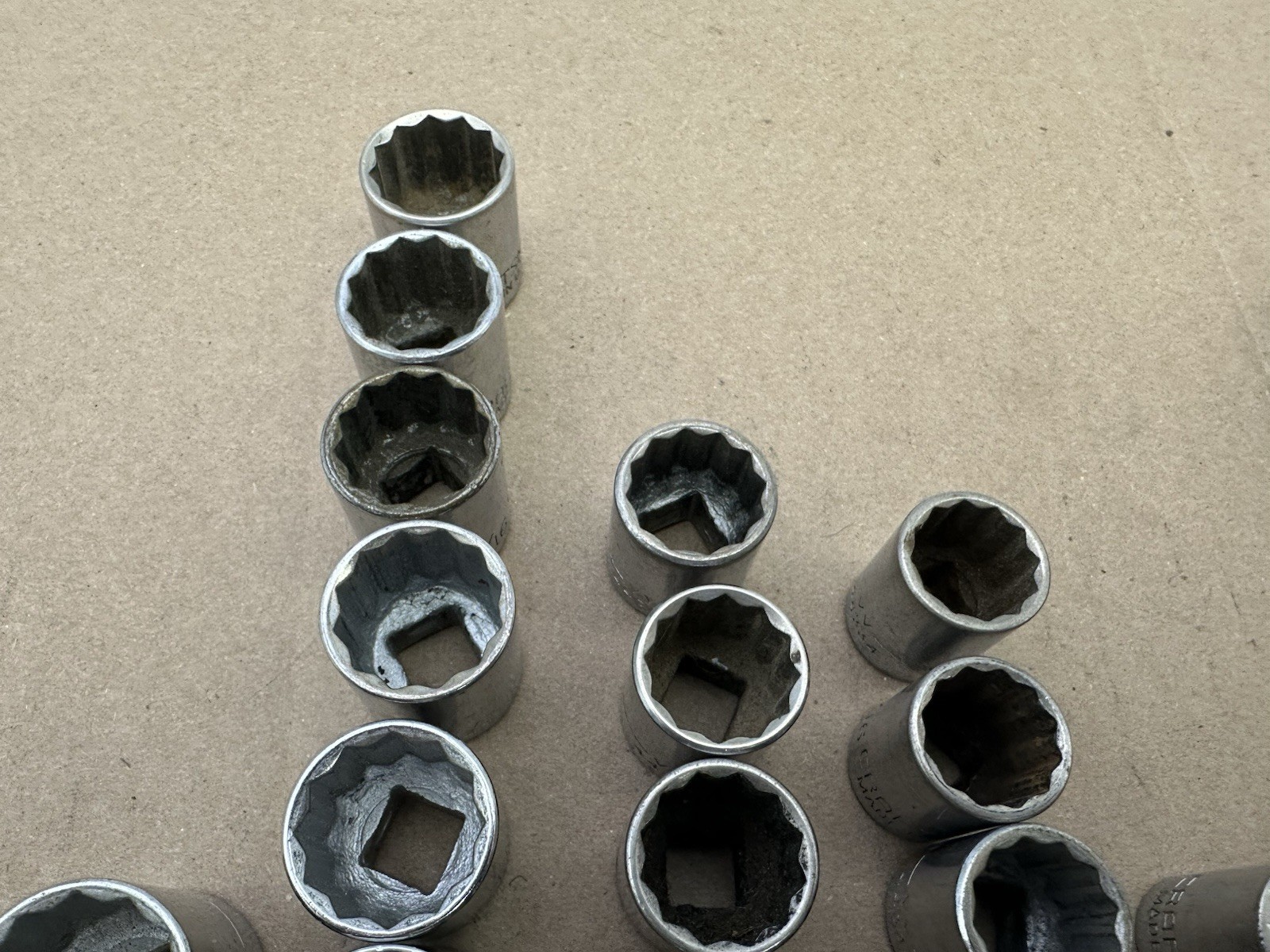 Vintage Craftman VV 49pc Set SAE 3/8″ Dr 12/6 Pt Socket Lot – 3/8-3/4” Vtg USA