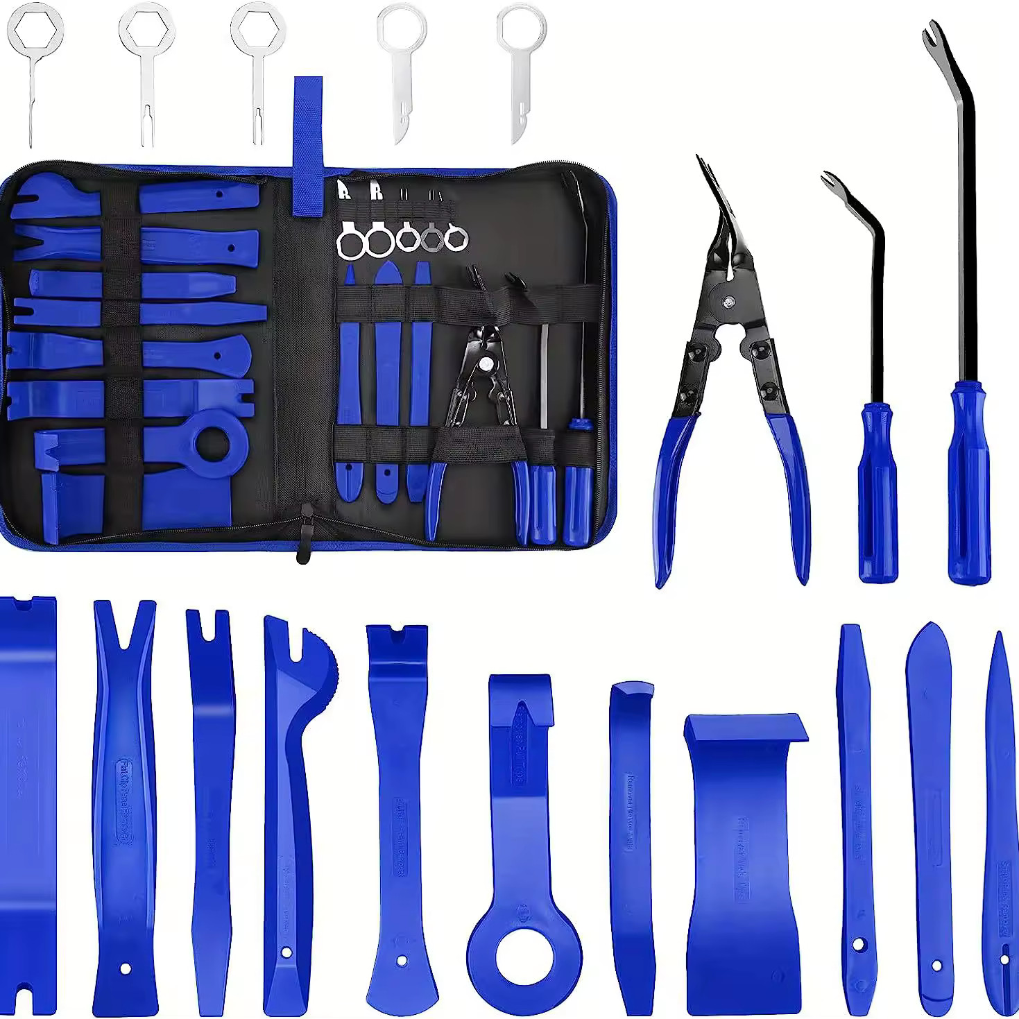 19Pcs Car Trim Removal Tool Set with Clip Pliers & Portable Storage Bag