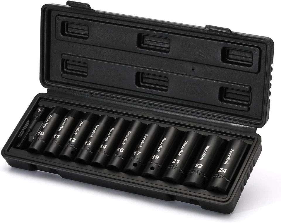 12 Pieces 1/2-Inch Drive Deep 12-Point Metric Impact Socket 10mm-24mm(Deep)