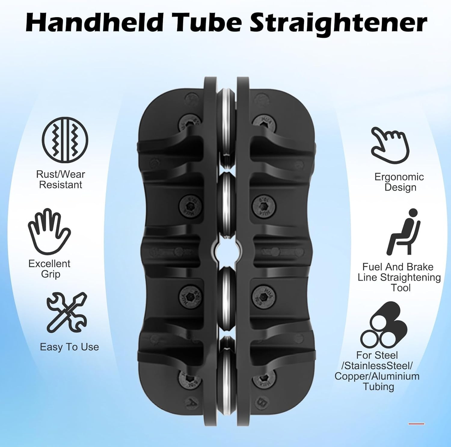 3/8″ Brake Line Straightening Tool Handheld Tubing Straightener for Steel Brass