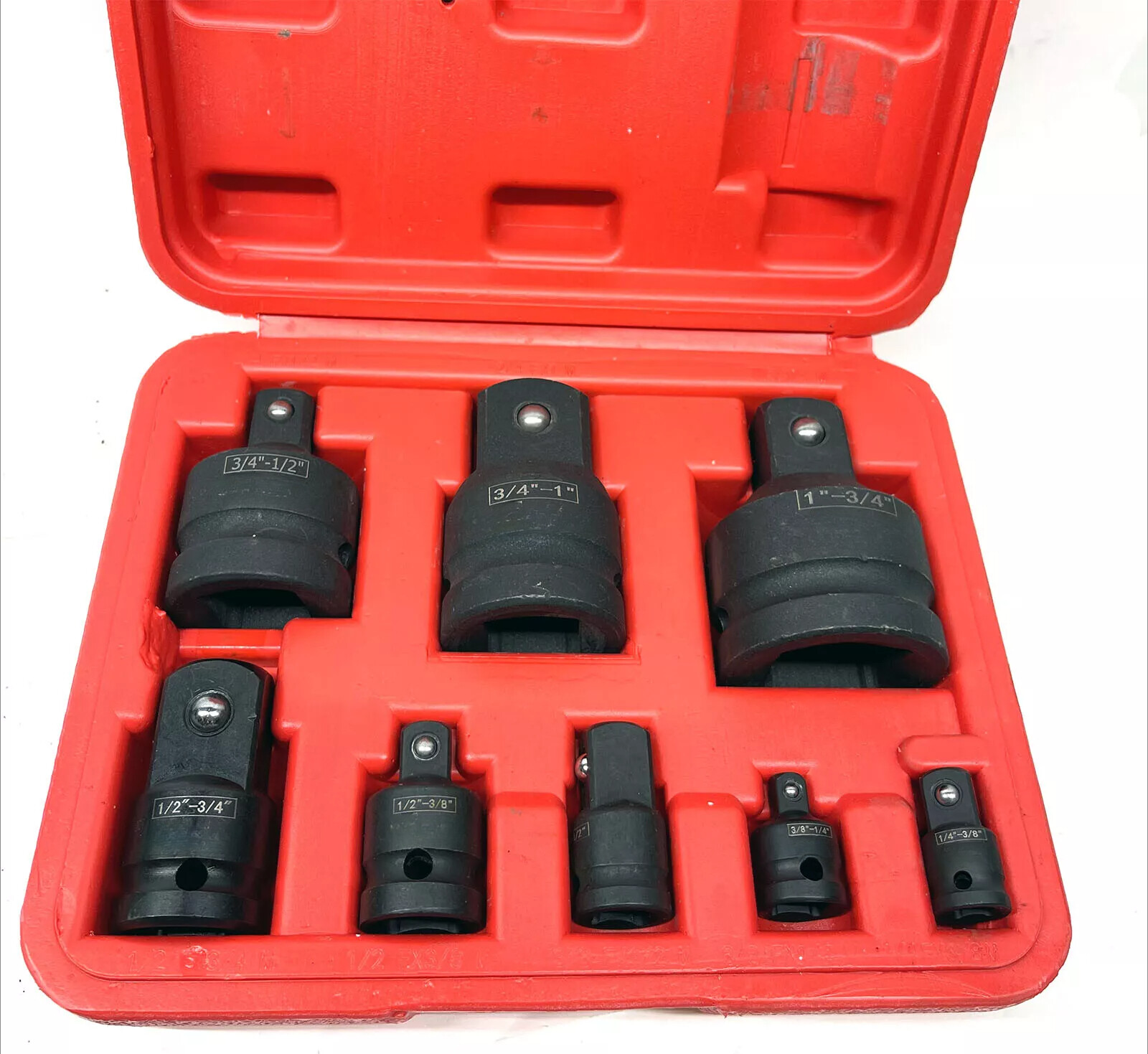 8Pcs Impact Socket Reducer Adapter Set Convertor Adaptors 1/4″ 3/8″ 1/2″ 3/4″ 1″