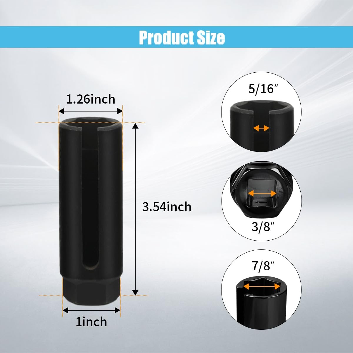 Car Oxygen Sensor Socket with Side Wire Cutout, 3/8 Inch Drive ×7/8 Inch 22mm…