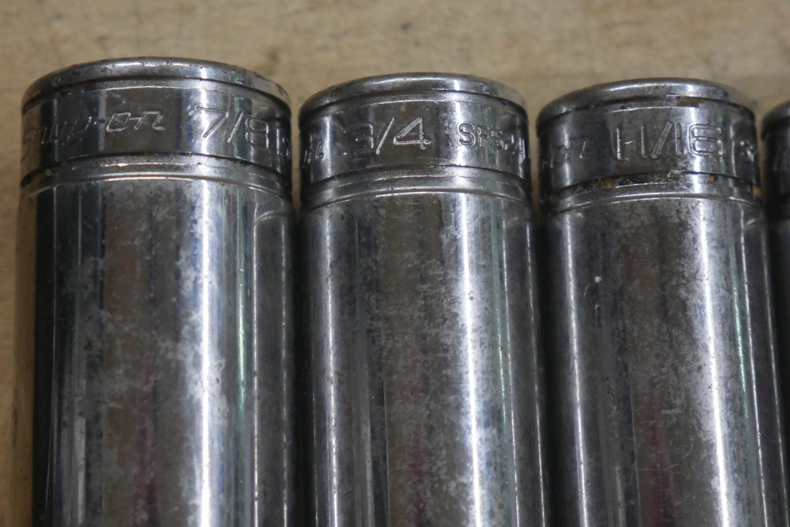 7 Snap-On Tools 7/8″ SAE /8″ Drive Standard Deep Socket SFS281 3/4 sfs241 READ