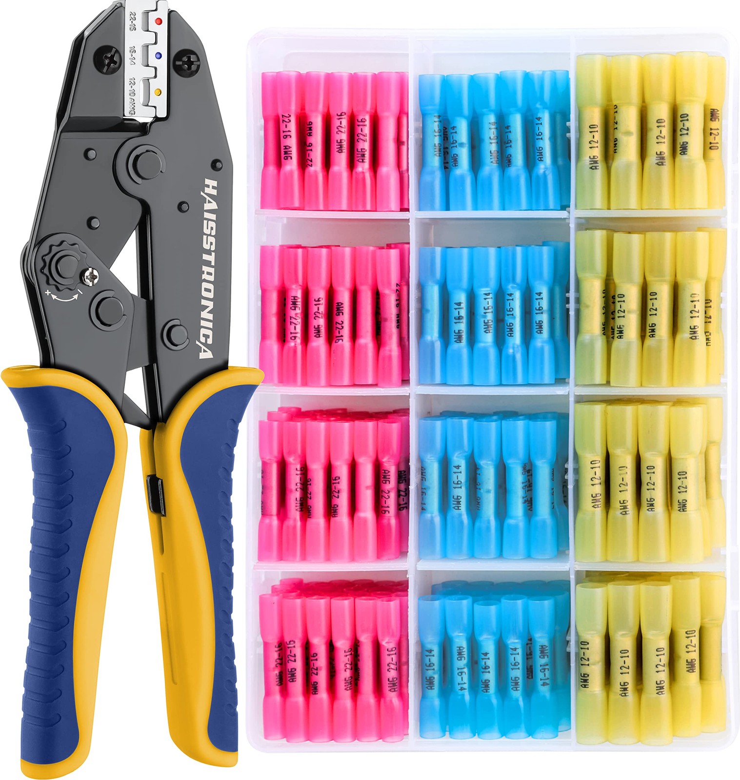 Crimping Tool for Heat Shrink Connectors with 200 Marine Grade Butt Connectors