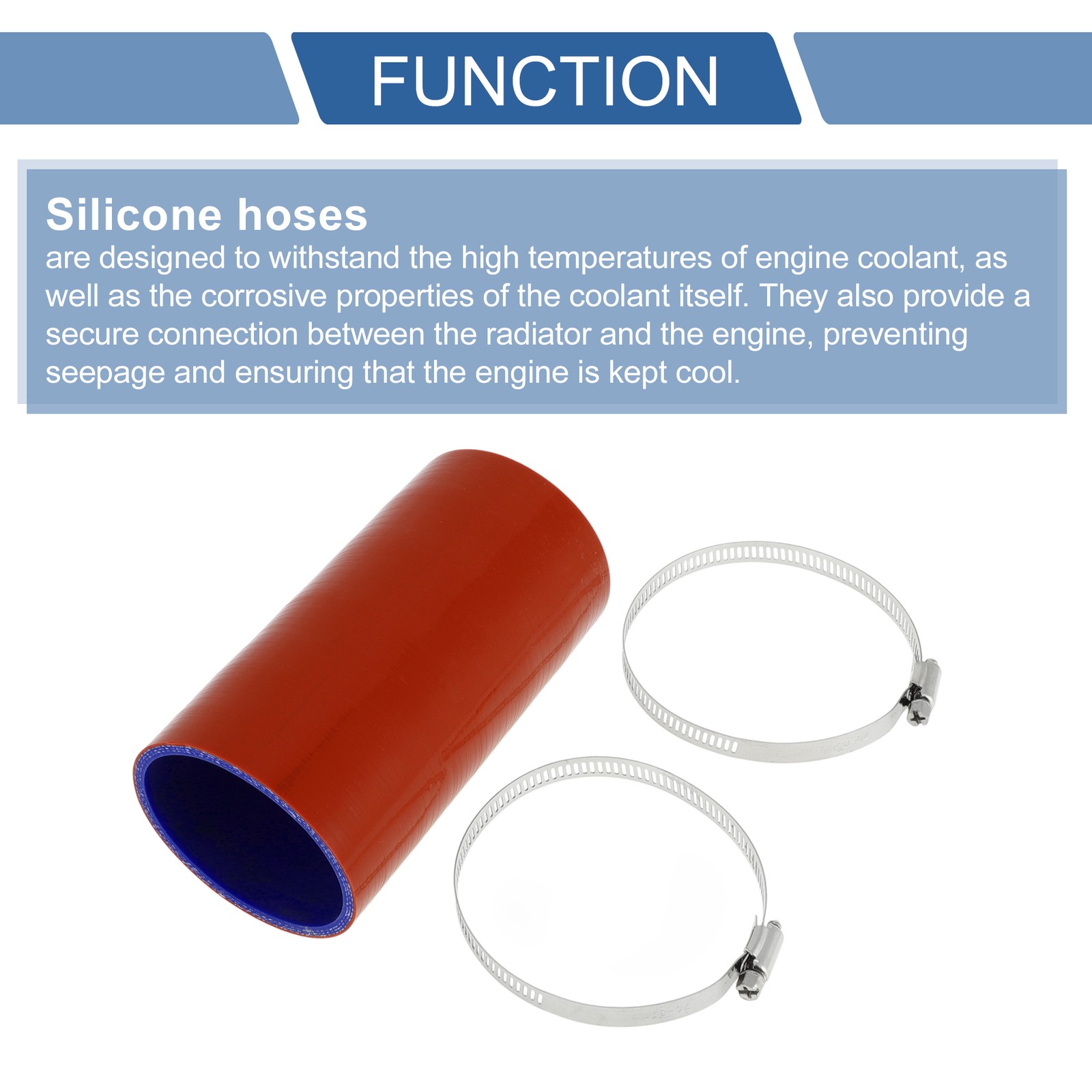 1 Set 68mm 2.68″ ID 150mm 5.91″ L 0° Red Blue Silicone Tube Auto Univ.