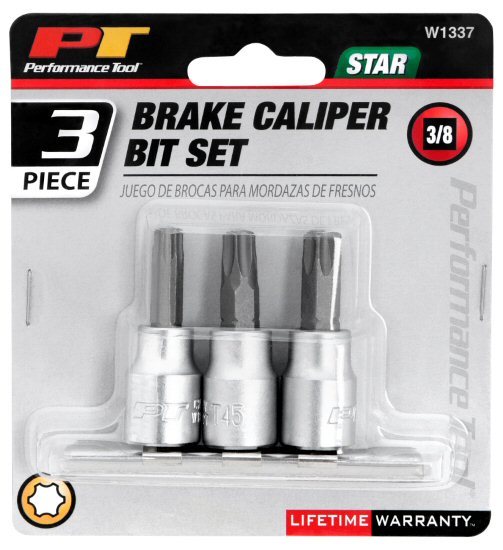 Wilmar W1337 Performance Tool 3/8 Drive 3 Piece Brake Caliper Star Bit Set