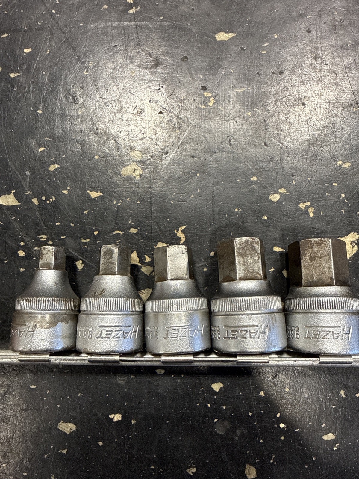 Hazet Germany 985 Socket set, Hex bit, 1/2″ dr 10mm, 12mm, 14mm, 17mm, and 19mm.