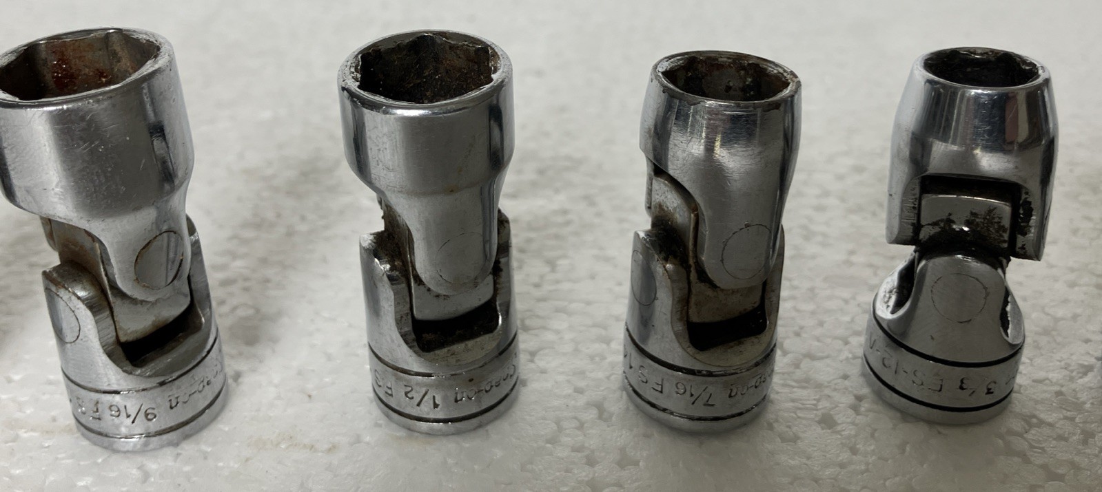 Snap On 3/8 Swivel Socket Set SAE 5/16 To 3/4 9 Sockets Including 5/8 Spark Plug