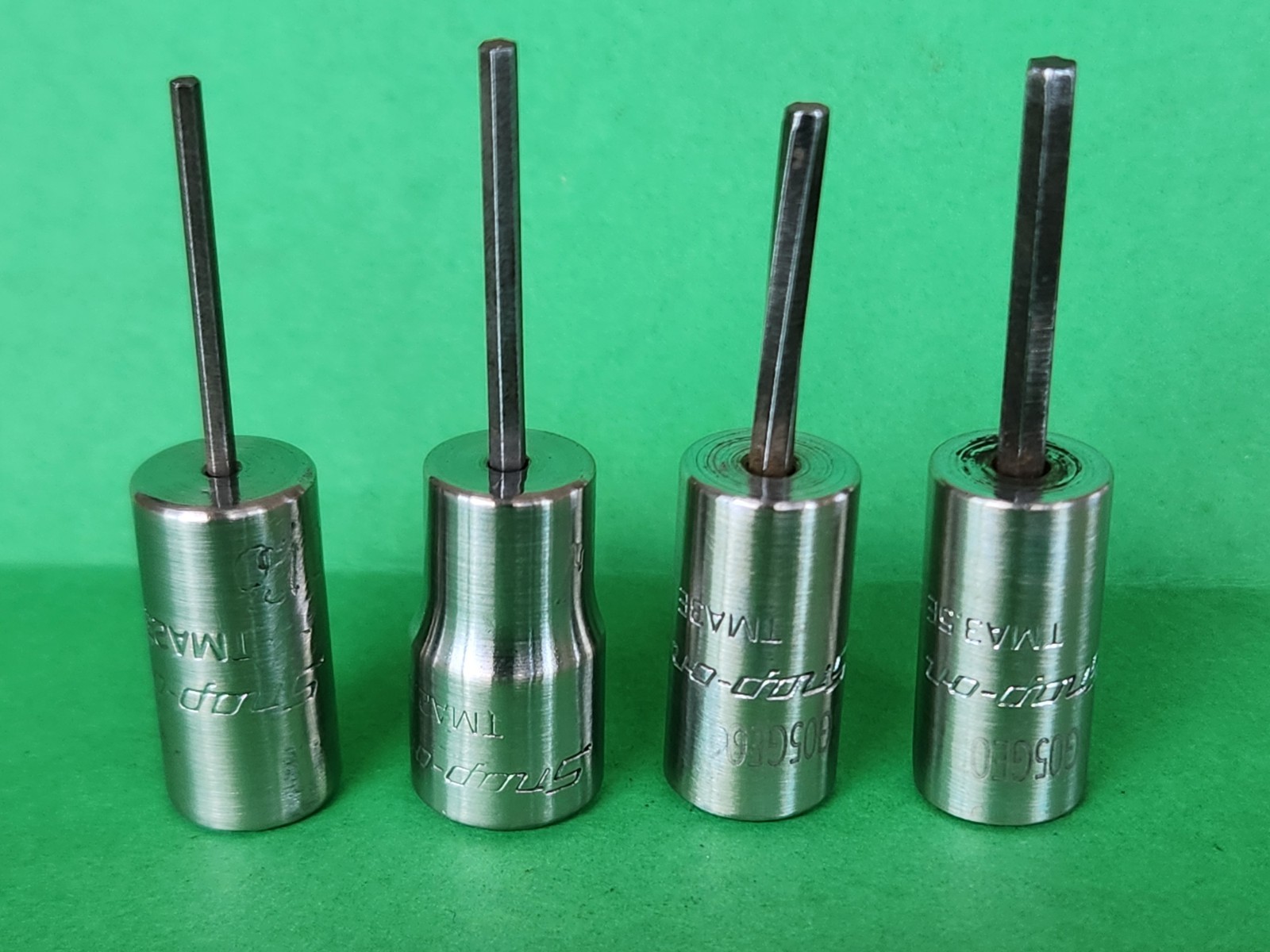 Snap On 4 pc 1/4″ Dr. SAE Hex Driver Bit Socket Set 1/16″-7/64″ T6