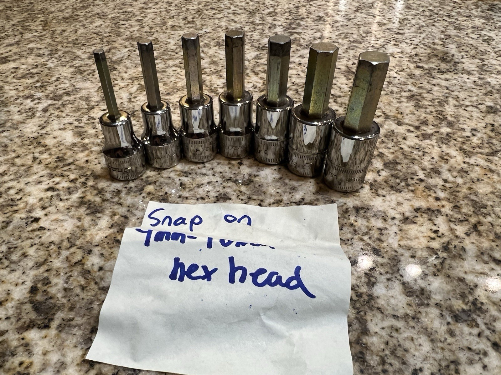 Snap On Tools 207EFAMY 7 Piece 3/8″ Drive Metric Hex Bit Socket Set 4MM-10MM