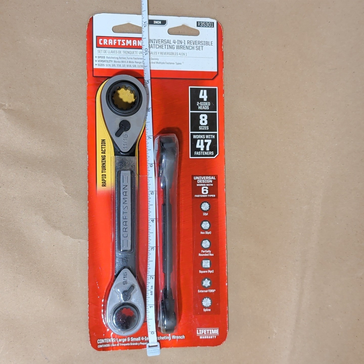 Craftsman 2pc 4-IN-1 Inch Universal Reversible Ratcheting Box End Wrench 35301