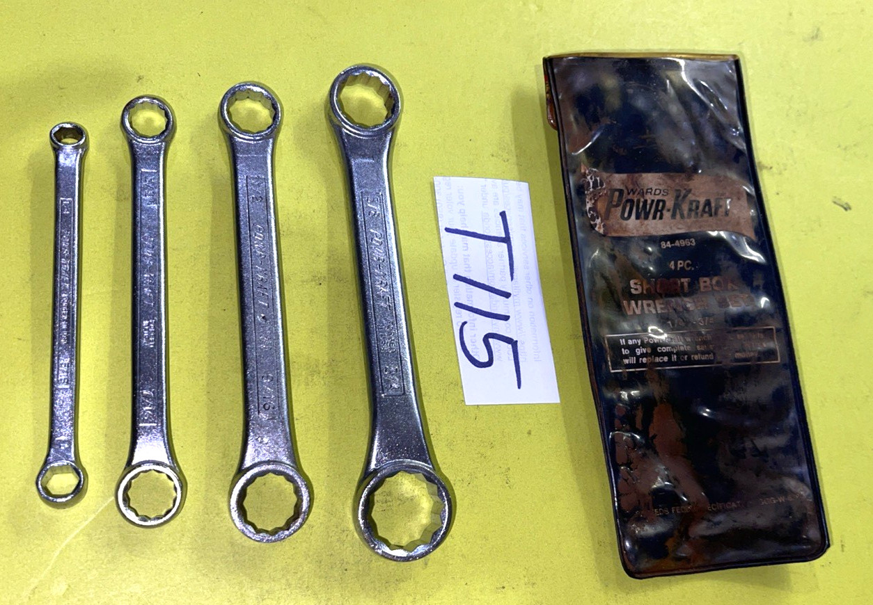 POWR-KRAFT TOOLS VINTAGE 4 PIECE SAE. SHORT BOX-END WRENCH SET 1/4 – 3/4