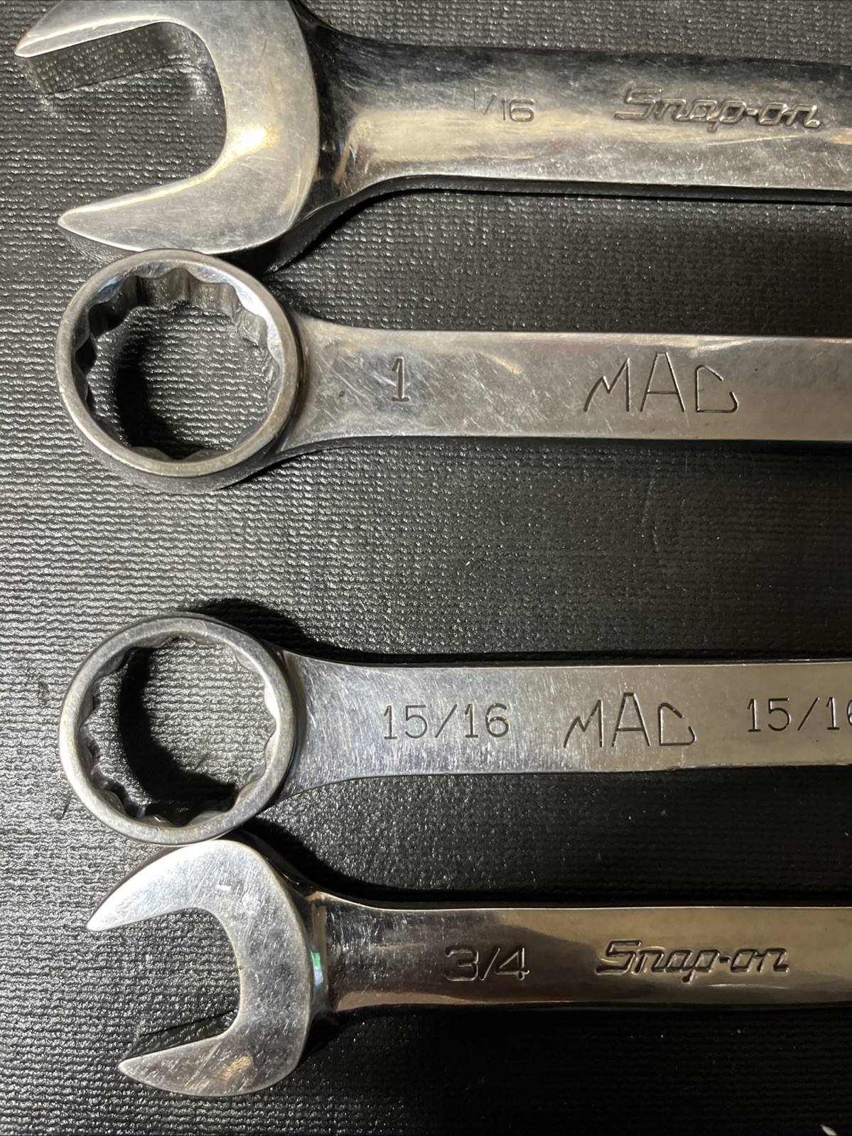 Mac Snap On 15 Piece 7/16-1-3/16” SAE 12PT Stubby Wrench Set Extra 1/2” 3/4”