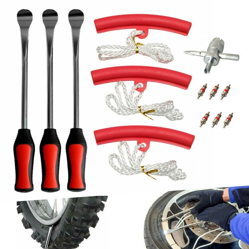 Motorcycle Bicycle Spoon Tyre Iron Kit Tire Change Lever Tool &Rim Protector US