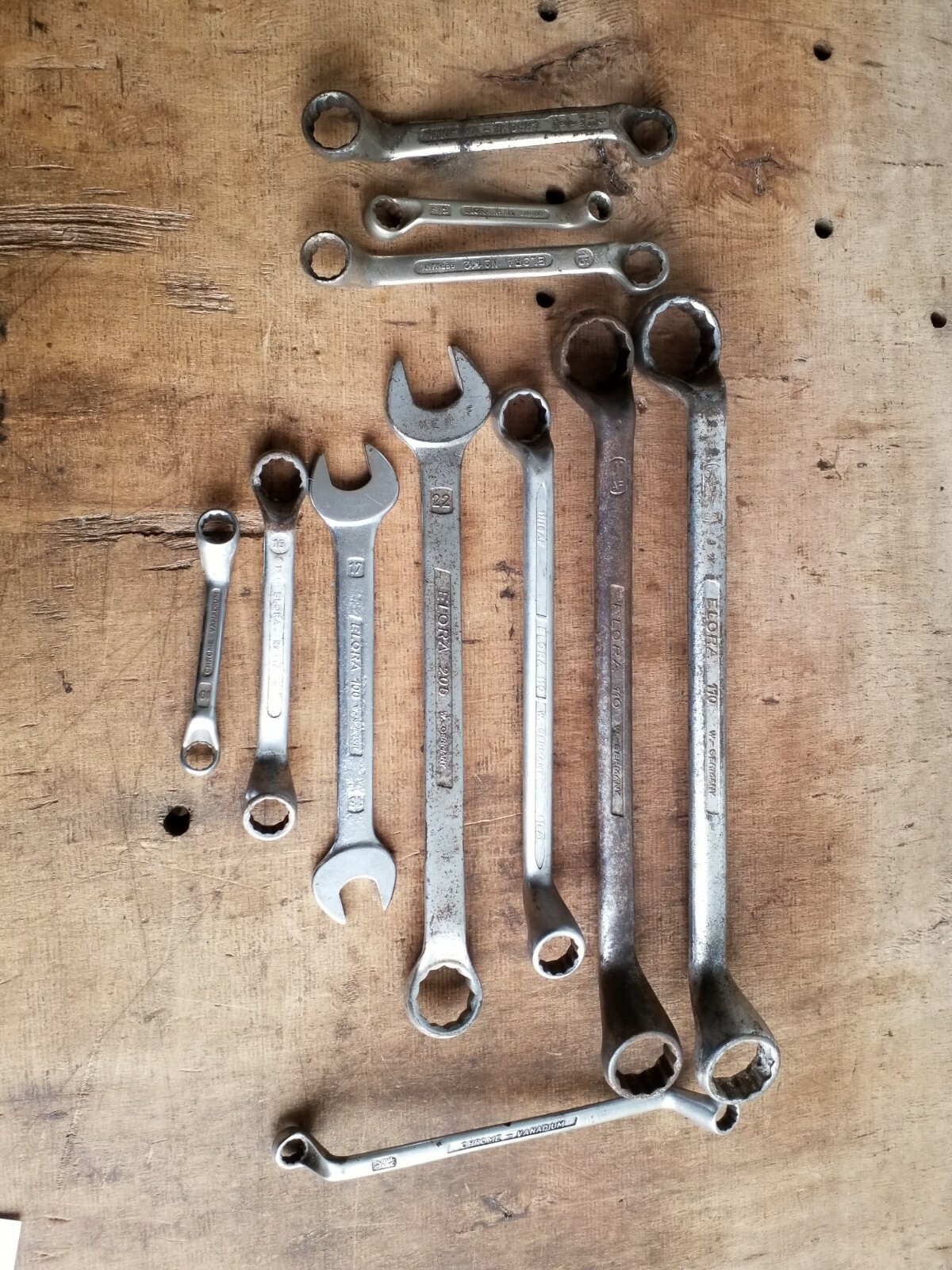 11x Vintage Elora Spanners Whitworth AF Metric Lot No287 Classic Car Mechanic