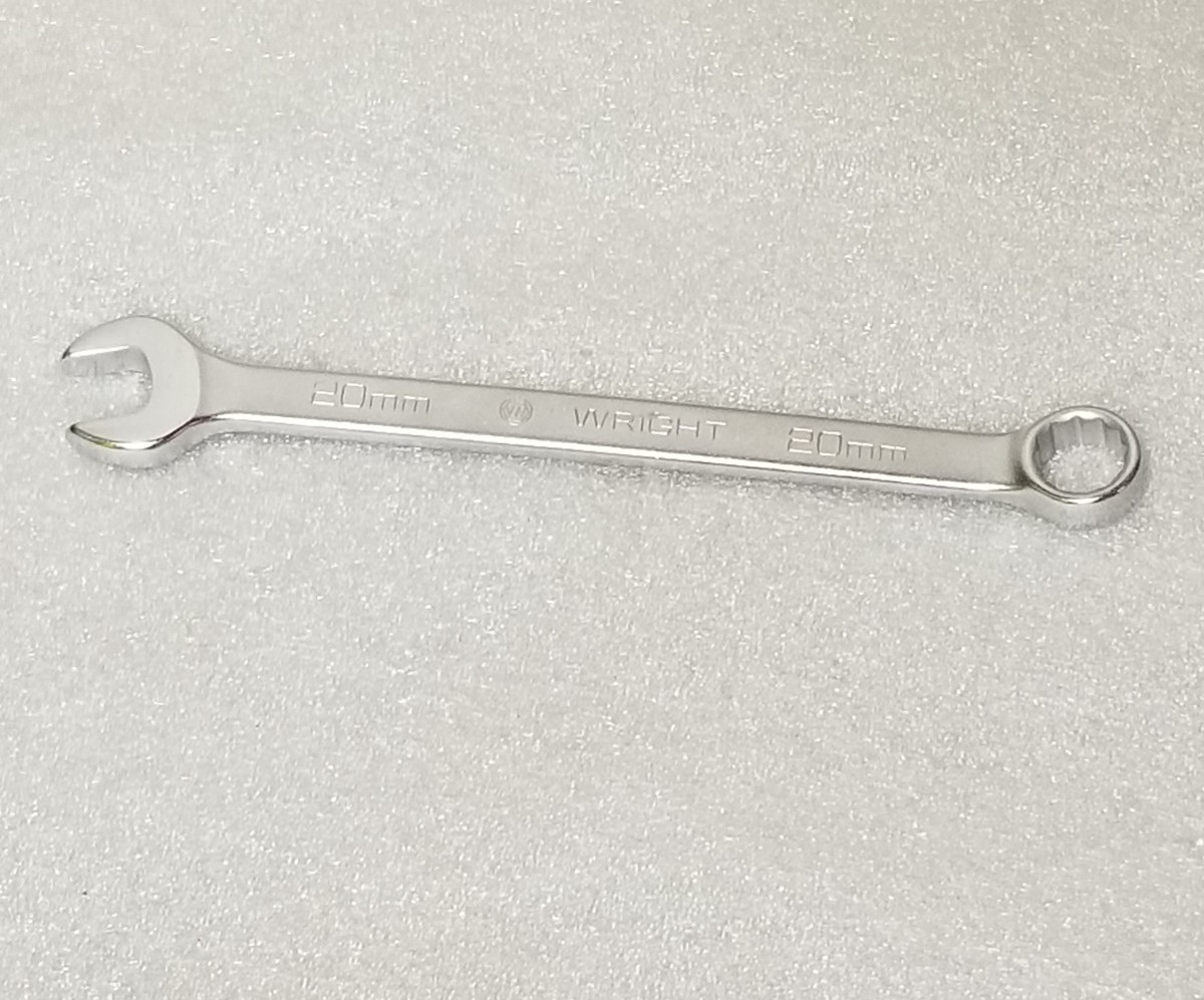 Wright 11-20MM Combination Wrench 20mm 12-Pt 10-1/2″OAL Satin Chrome Made in USA