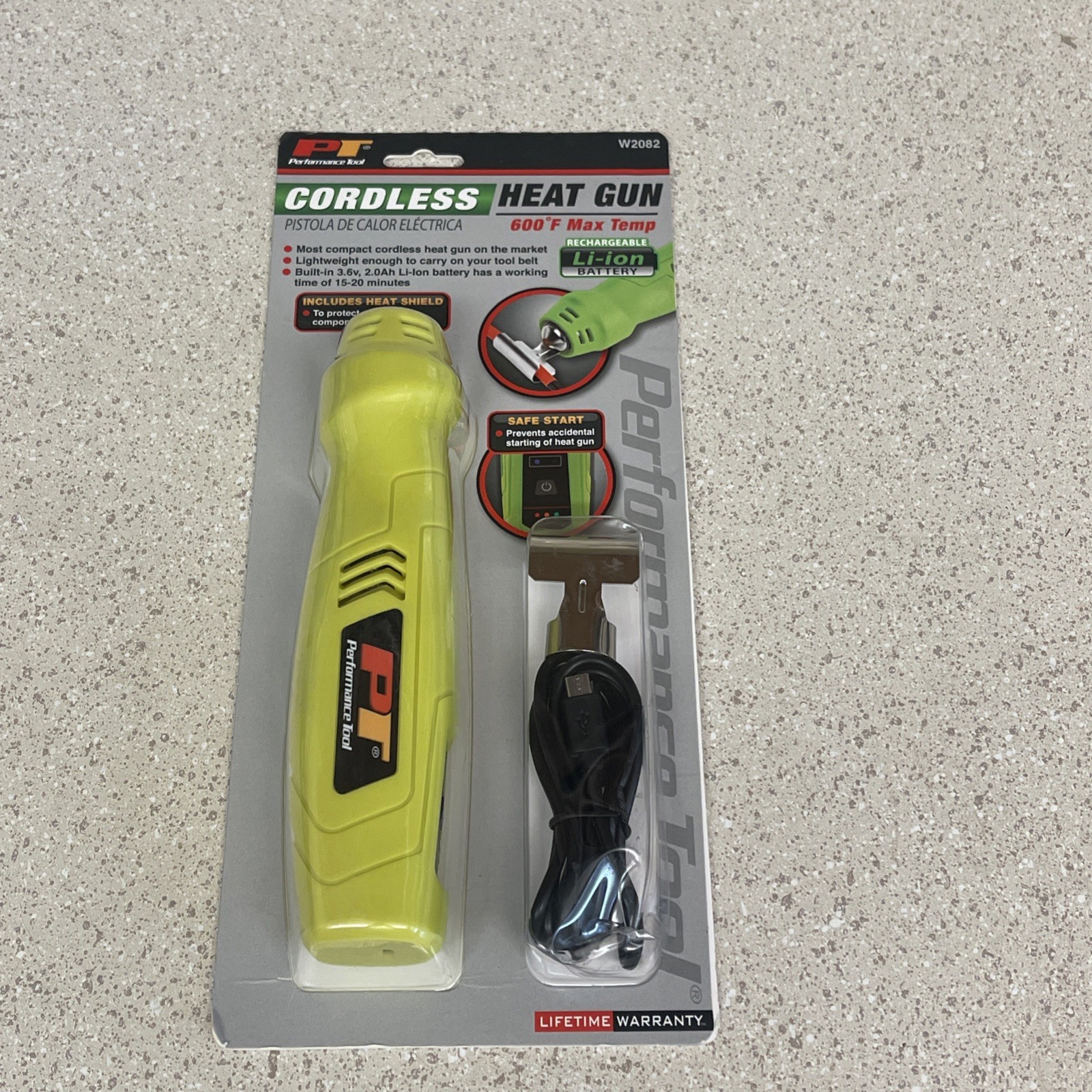 New Performance Tool Rechargeable Mini Heat Gun 600 Degree Temp w/Shield #W2082