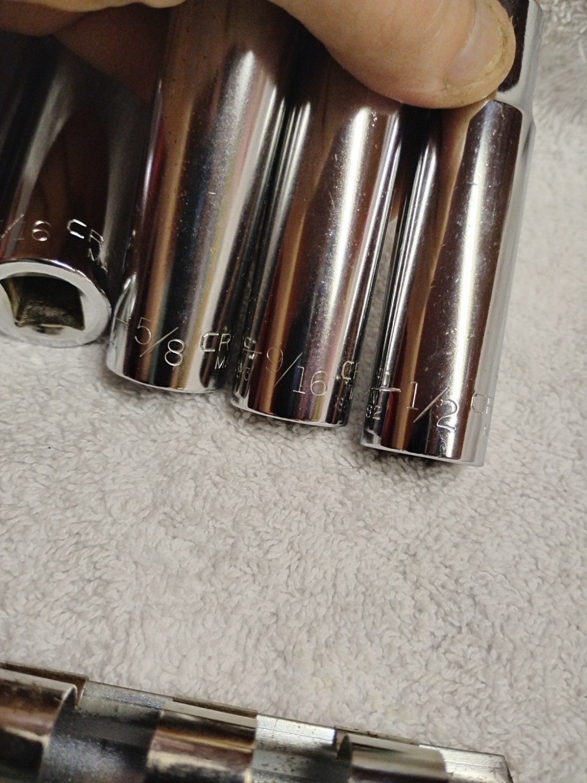 Craftsman SAE 1/2″ Drive Deep Socket Lot Of 7 & Socket Rail