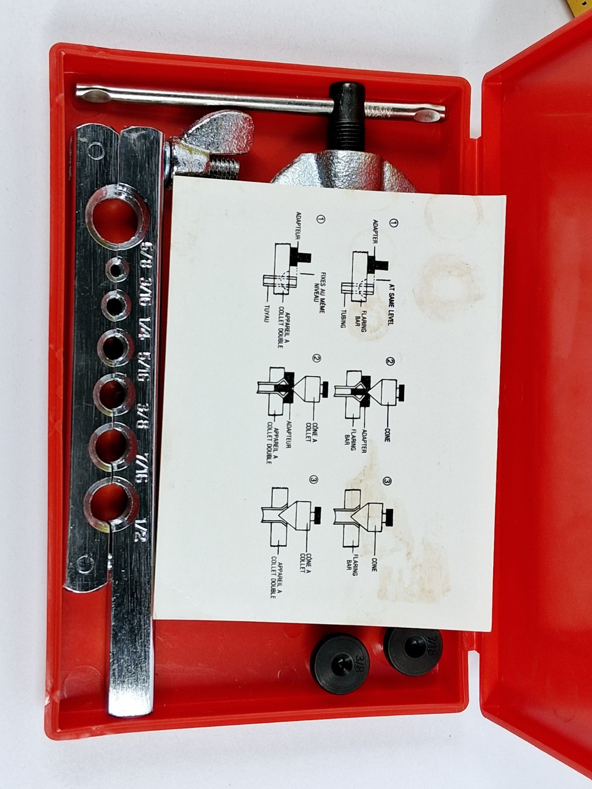 Double Flaring Tool Kit Adapters: 3/16, 1/4, 5/16, 3/8, 7/16, 1/2 P-40878 READ
