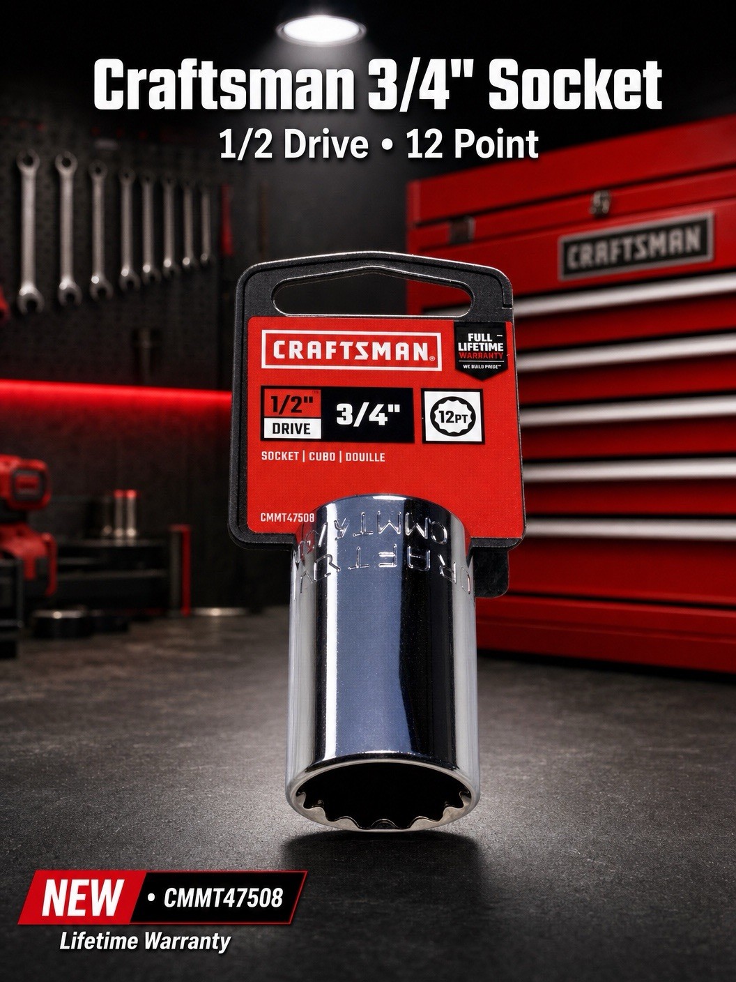 New Craftsman 3/4″x 1/2″ Drive Socket CMMT47508 – 12 Point Lifetime Warranty