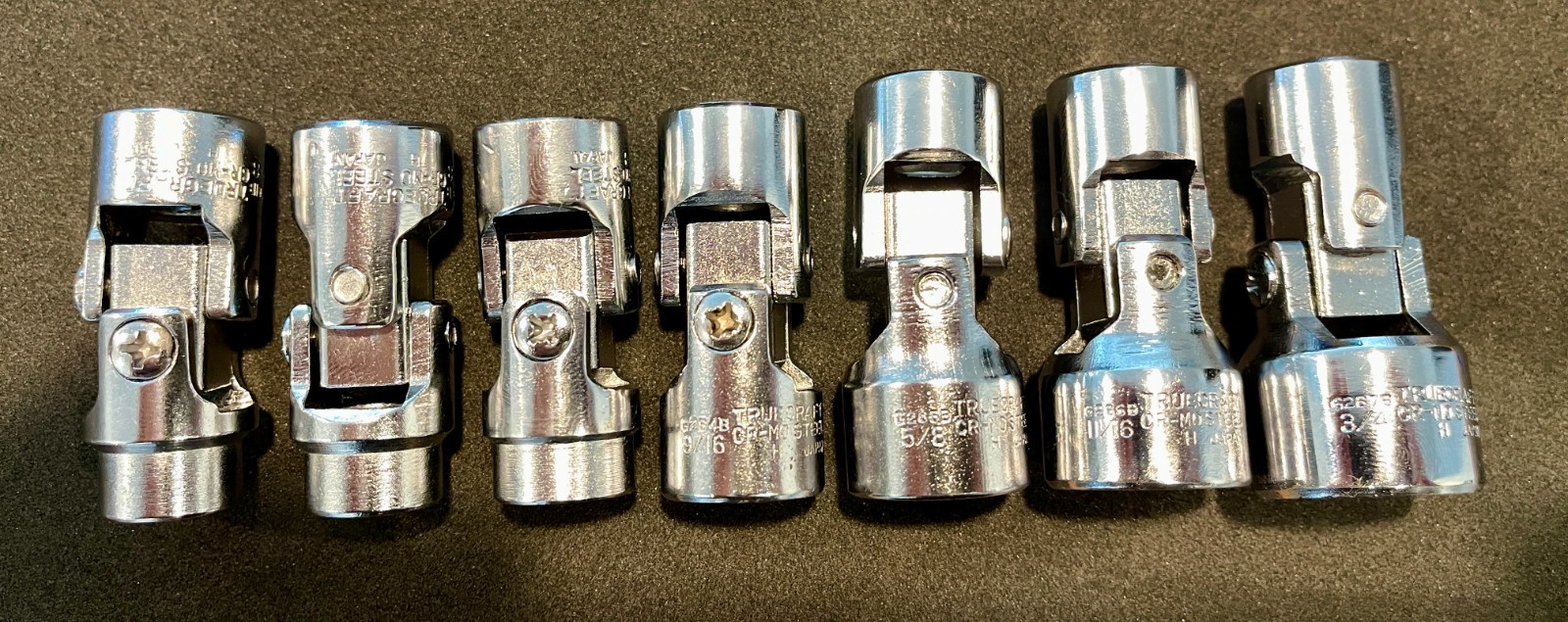 Vintage Truecraft 3/8” Drive 7 Pc Universal Swivel Socket Set – Made in Japan