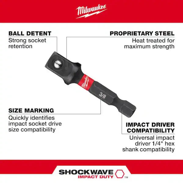 SHOCKWAVE Impact Duty 1/4 in. Hex Shank Socket Adapter Set (3-Piece)