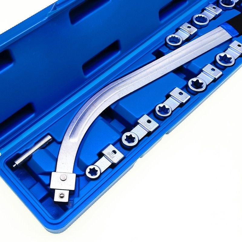 15PC Auxiliary Belt Tensioner Pulley Wrench 12-19mm Screw Removal Tool E10-18