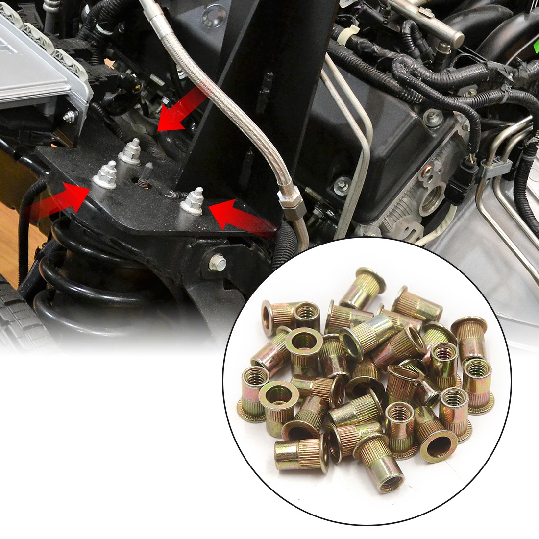 30Pcs Zinc Plated Carbon Steel Car Rivet Nut Flat Head Insert 1/4-20