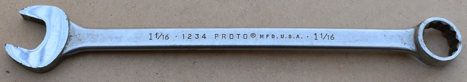 PROTO TOOLS 1234, 1-1/16″ SAE 12-POINT OPEN/BOX END COMBINATION WRENCH