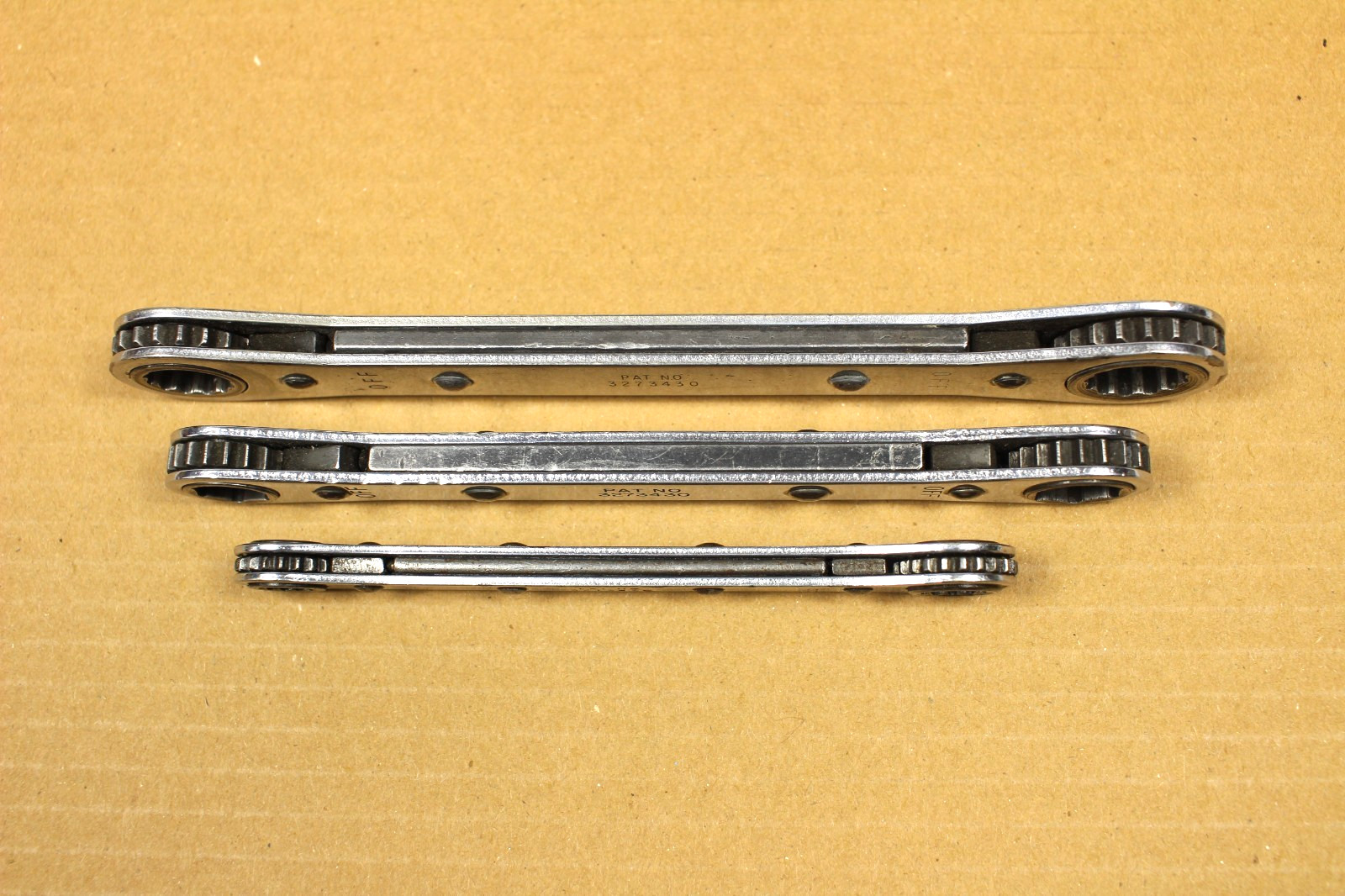 Snap-on 3/8″×7/16″-1/2”x9/16” -9/16”x5/8” 12pt Ratchet Wrench Lot Of 3 Pcs.
