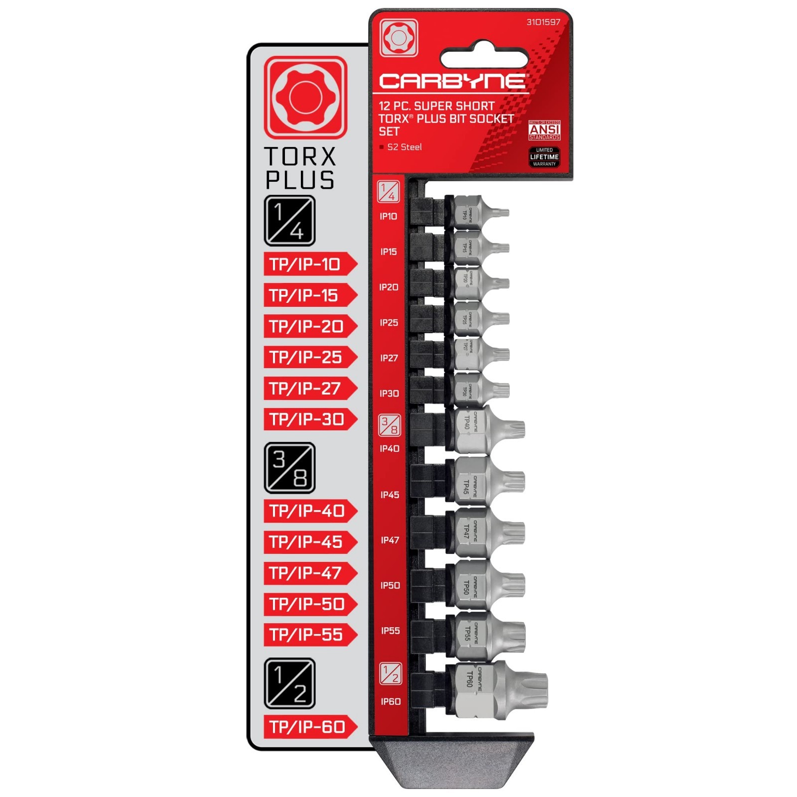 12-Piece Torx Plus Stubby Bit Socket Set, Low Profile S2 Steel, Dual Drive, Tigh