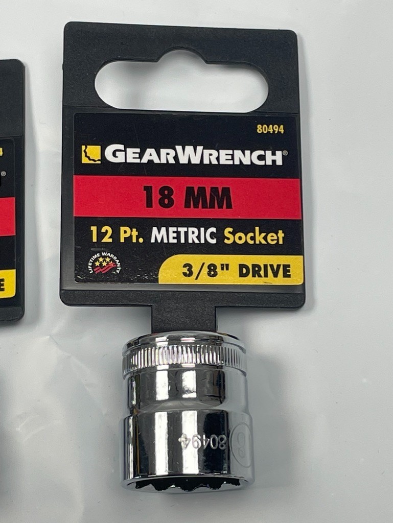 18mm GearWrench 3/8″ Drive, Short Well Polished Socket 12 point ; 2 pack