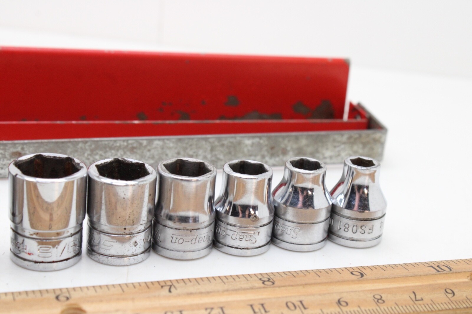 Snap On FS081-FS281 1/4″-78″ 3/8″ Drive 6 Point 11 Piece Shallow Sockets Set USA