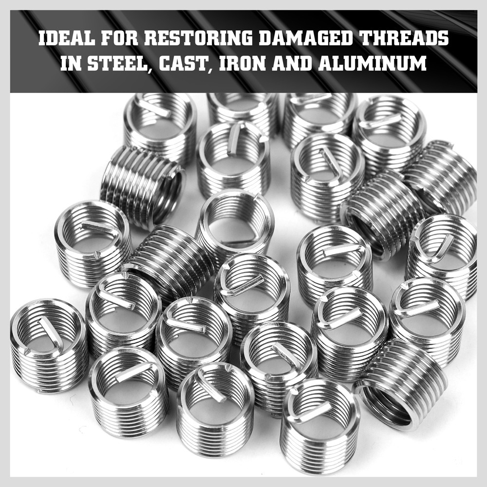 131PCS Helicoil Type Thread Repair Kit rethread Stripped Metric M5 M6 M8 M10 M12