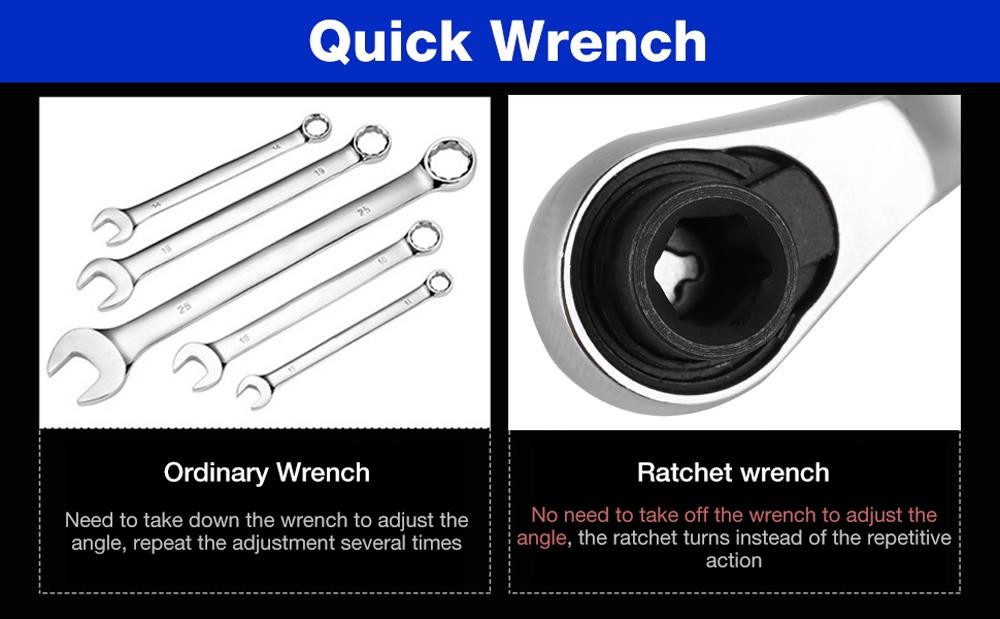 Mini Ratchet Wrench Double Ended Quick Socket Screwdriver Hex Torque Tool Hand