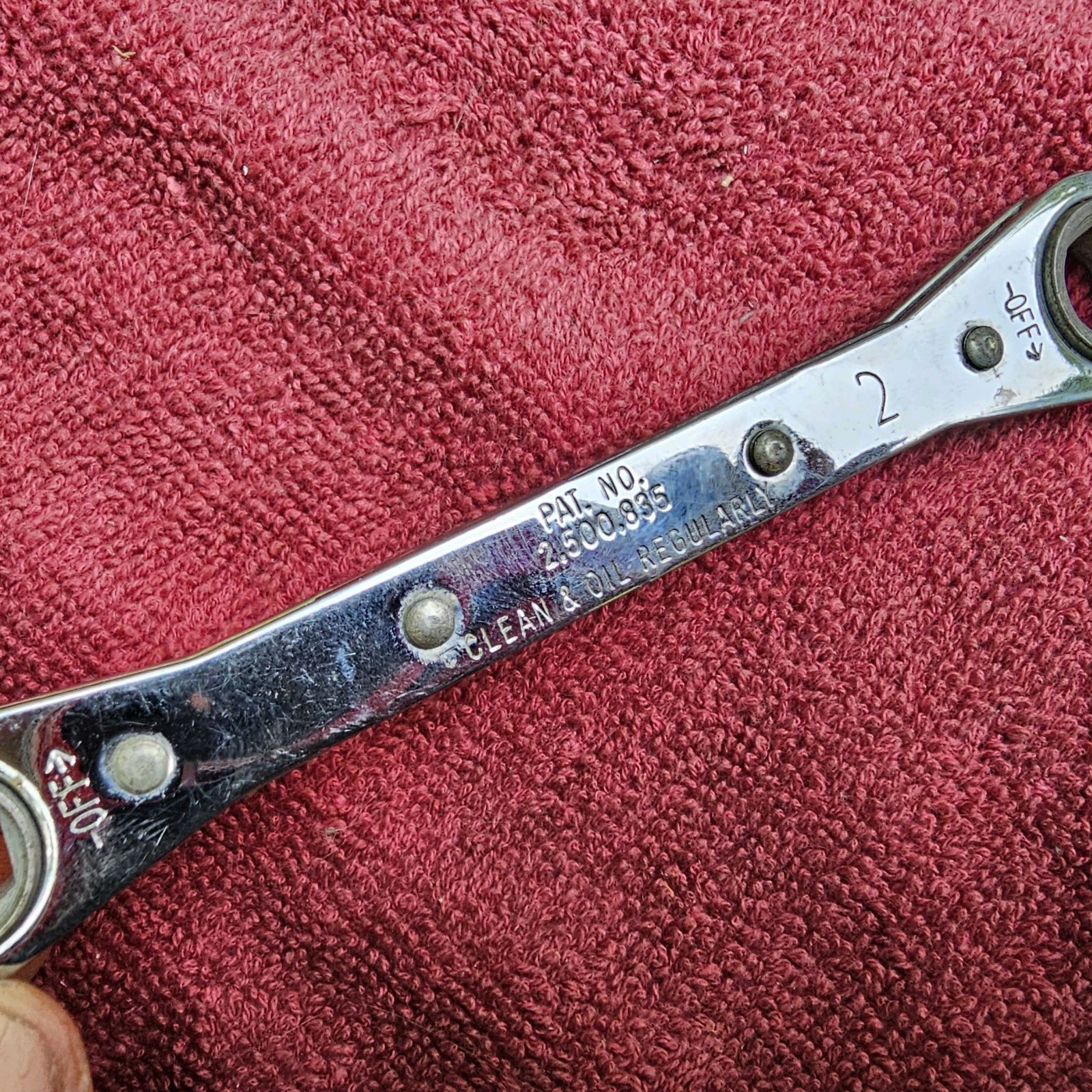 Unmarked 3/8» x 7/16» 6 Point Ratcheting Box End Wrench, USA