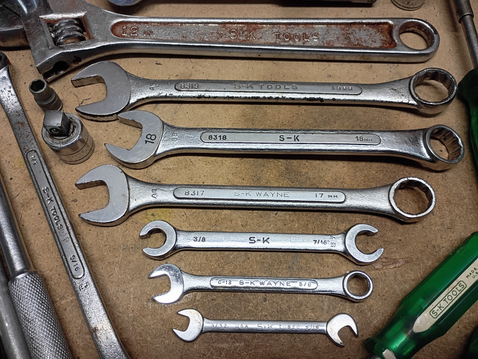 S-K TOOLS SOCKETS, EXTENSIONS WRENCHES, MIXED LOT MADE IN USA.